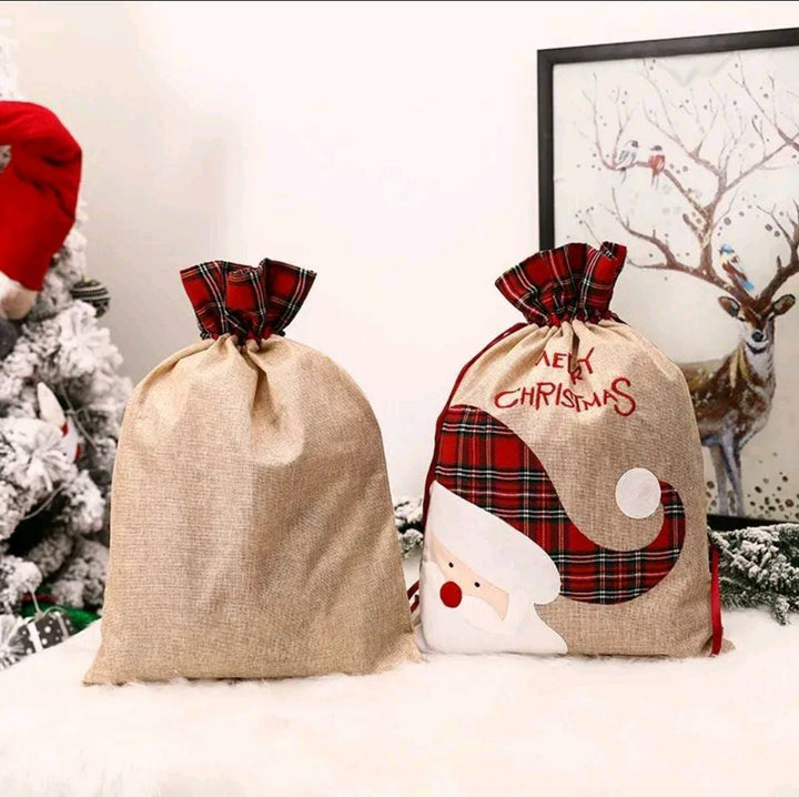 Babble Wrap Burlap Holiday Treasure Sack - Santa