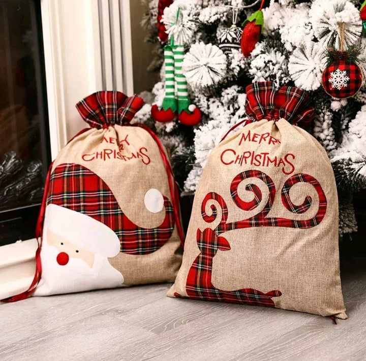 Babble Wrap Burlap Holiday Treasure Sack - Santa