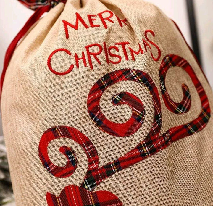 Babble Wrap Burlap Holiday Treasure Sack - Reindeer