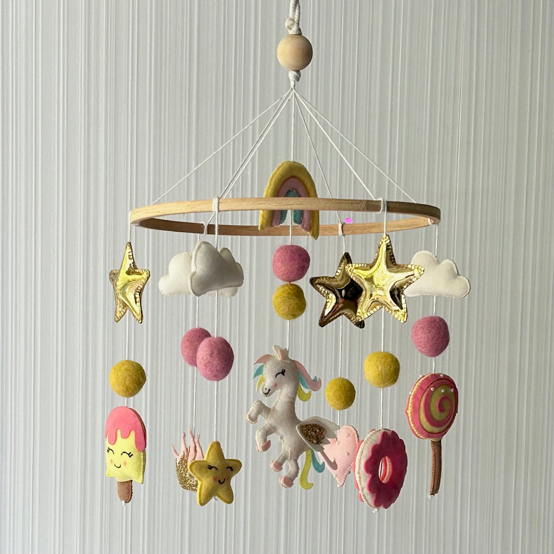 Babble Wrap Cot / Crib Mobile - Whimsical Unicorn