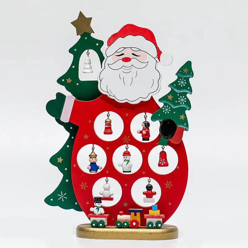 Babble Wrap Wooden DIY Joyful Tabletop Santa With Tree With 11 Ornaments