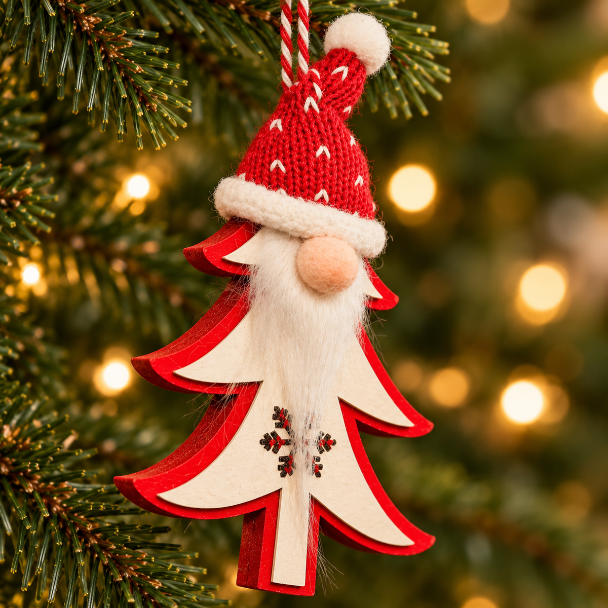 Wooden Santa Gnome Ornament