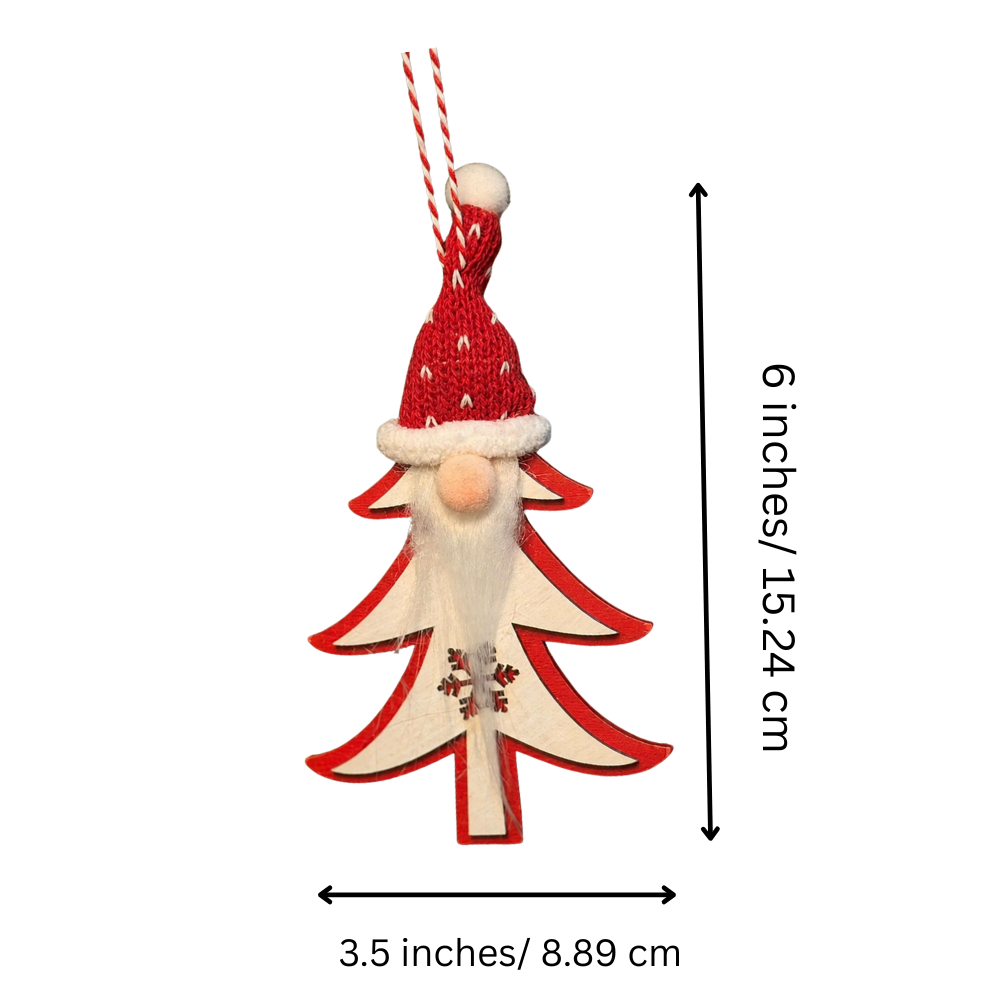 Wooden Santa Gnome Ornament
