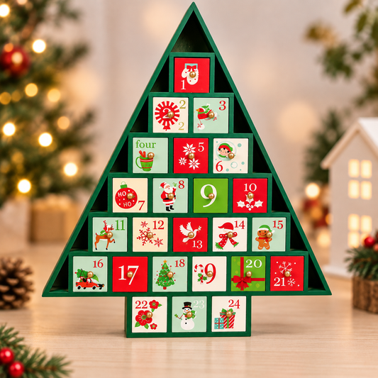 Wooden Advent Calendar (Green Tree of Treasures)