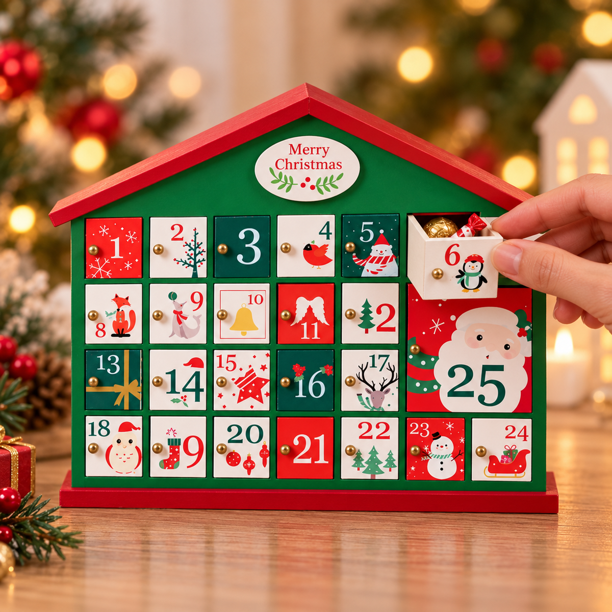 Wooden Advent Calendar (Tinsel Town House)