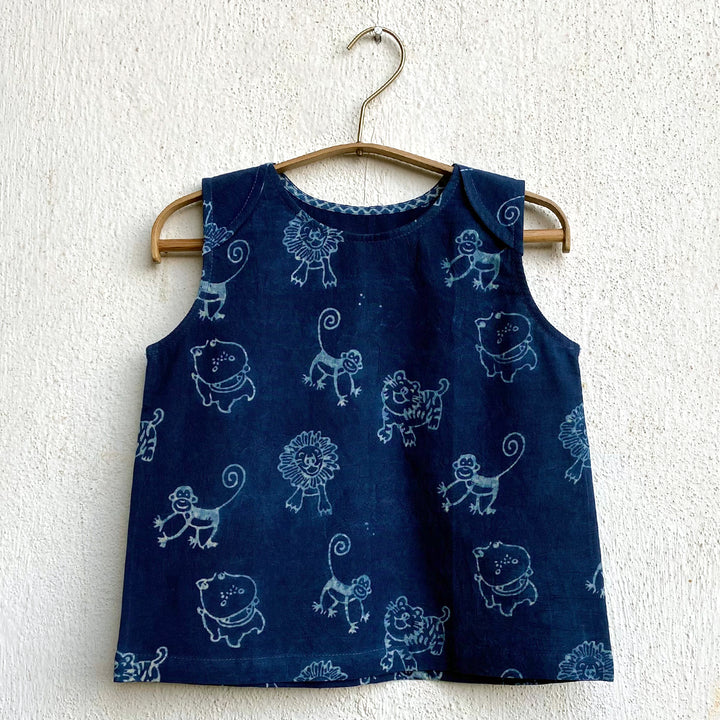 UNISEX ORGANIC INDIGO ZOO JHABLA WITH  CHECK PANTS
