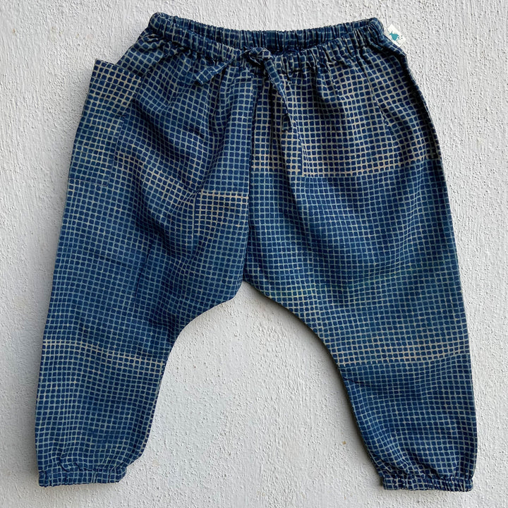 UNISEX ORGANIC INDIGO ZOO JHABLA WITH  CHECK PANTS