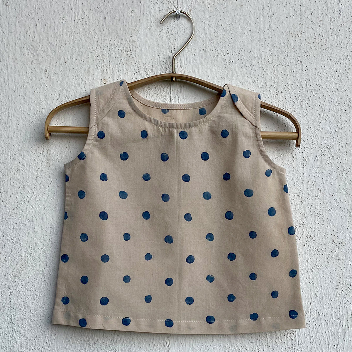 UNISEX ORGANIC INDIGO POLKA JHABLA WITH MATCHING PANTS
