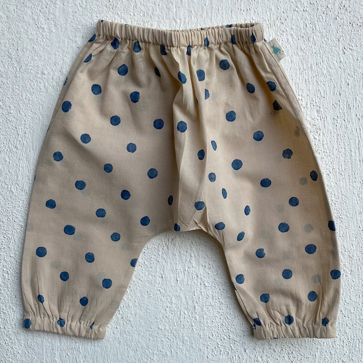 UNISEX ORGANIC INDIGO POLKA JHABLA WITH MATCHING PANTS