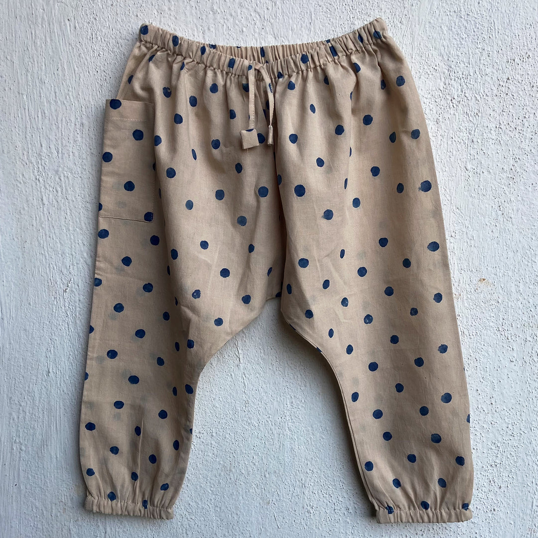 UNISEX ORGANIC INDIGO POLKA JHABLA WITH MATCHING PANTS