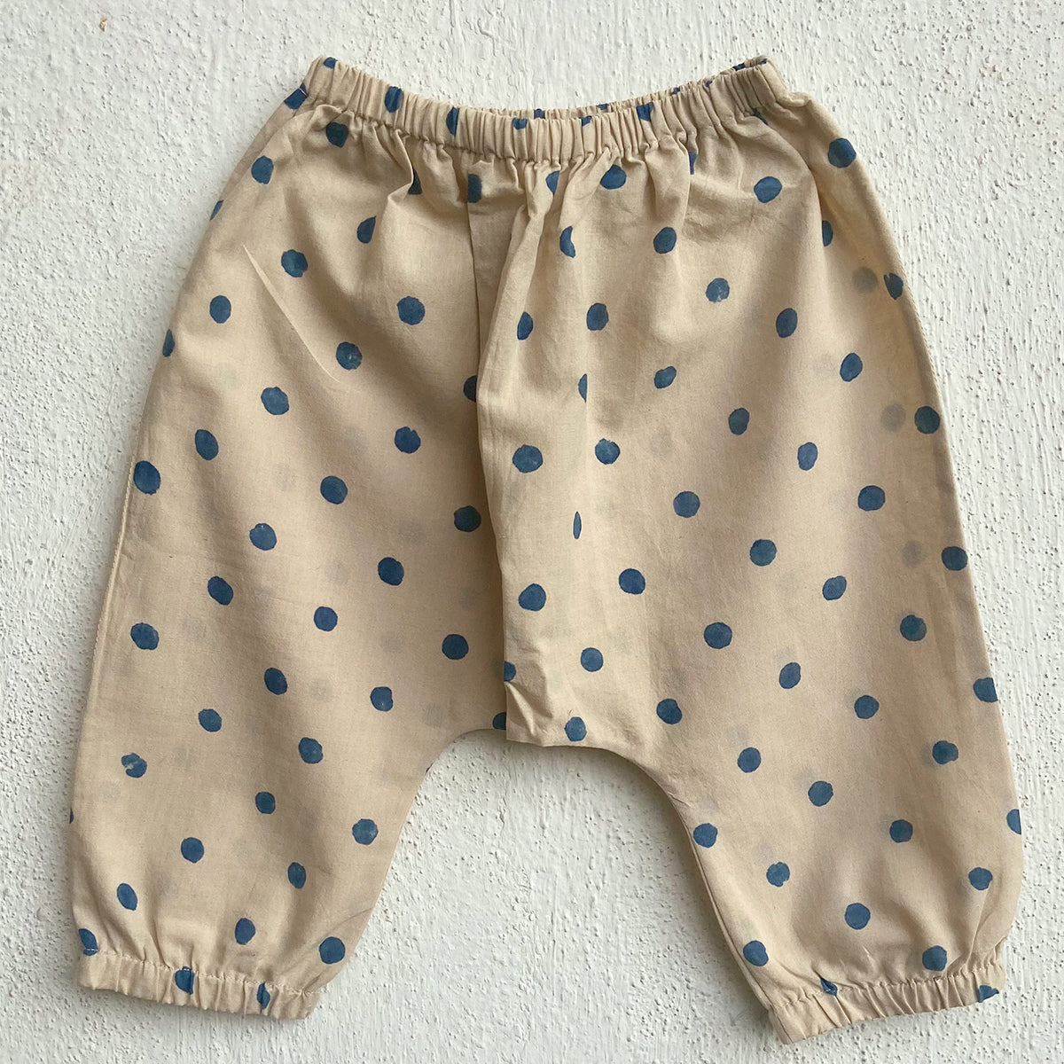 UNISEX ORGANIC INDIGO POLKA KURTA WITH MATCHING PANTS
