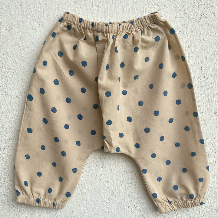 UNISEX ORGANIC INDIGO POLKA KURTA WITH MATCHING PANTS