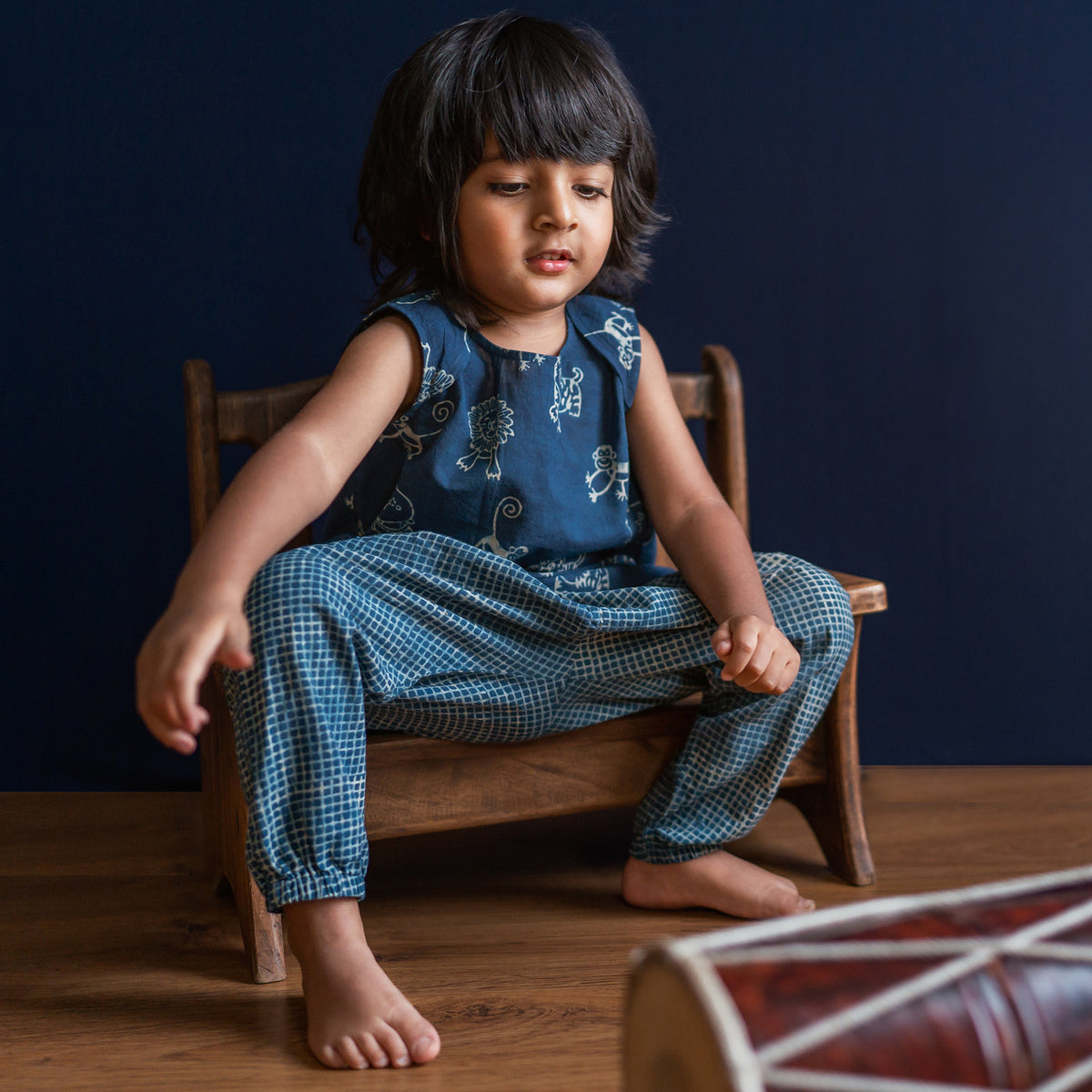 UNISEX ORGANIC INDIGO ZOO JHABLA BAG