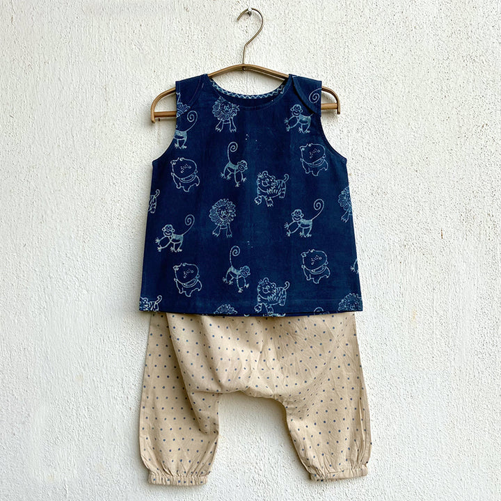 UNISEX ORGANIC INDIGO ZOO JHABLA BAG - ZOO + RAIDANA JHABLA WITH RAI DANA  PANTS