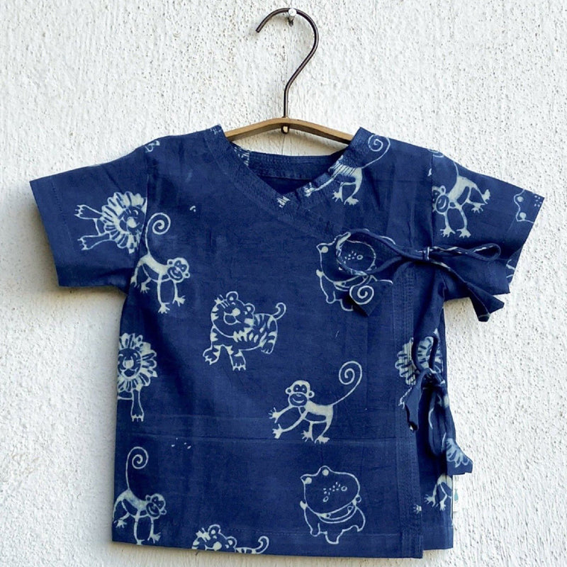 UNISEX ORGANIC NEWBORN BAG - INDIGO ZOO + WHITE ANGRAKHA
