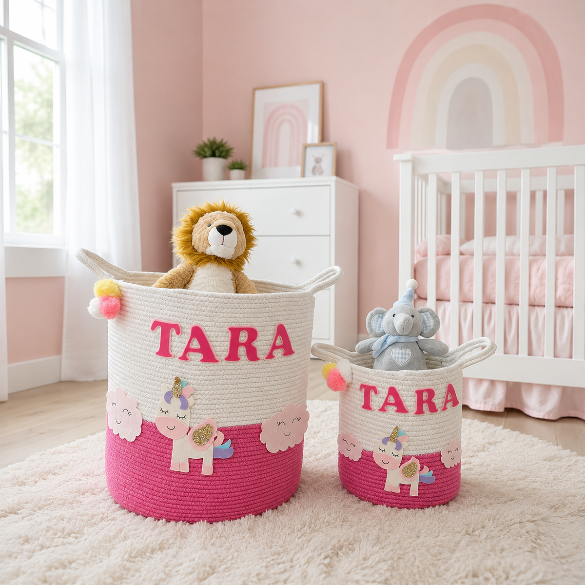 Babble Wrap Jute Cotton Storage Basket - Magical Unicorn