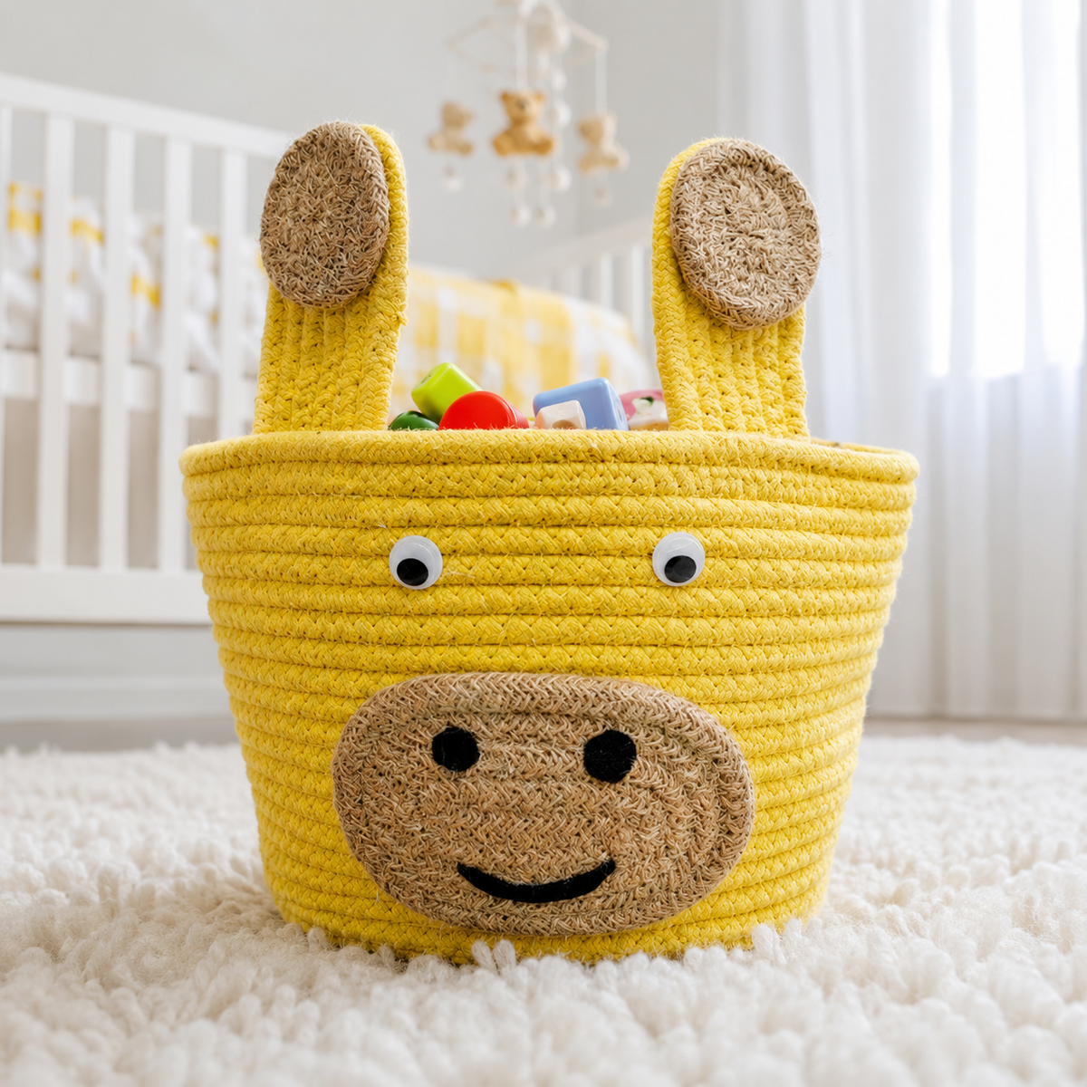 Babble Wrap Jute Cotton Storage Basket - Jolly Giraffe