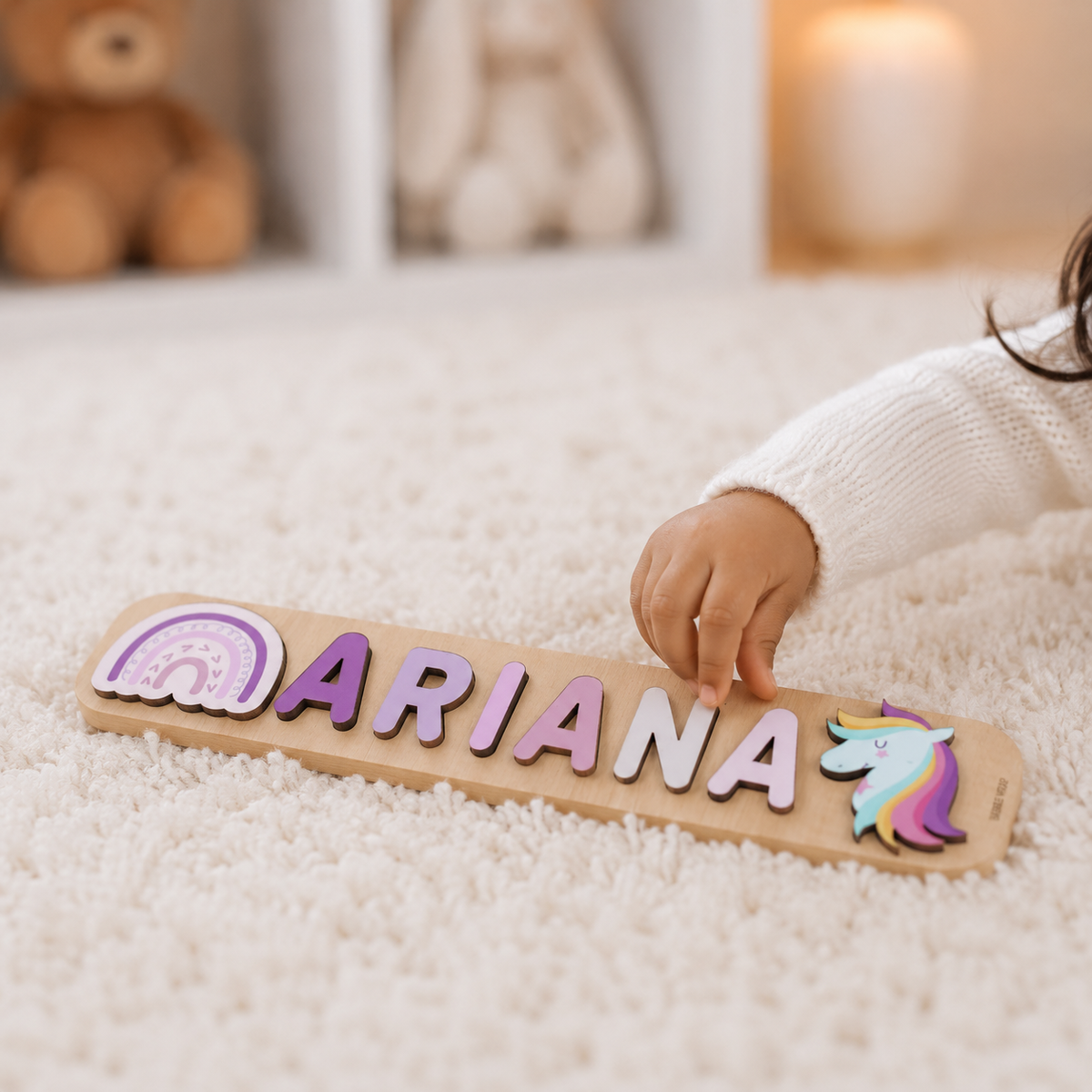 Personalised Wooden Name Puzzle- Mixed Picturesque (2 Elements)
