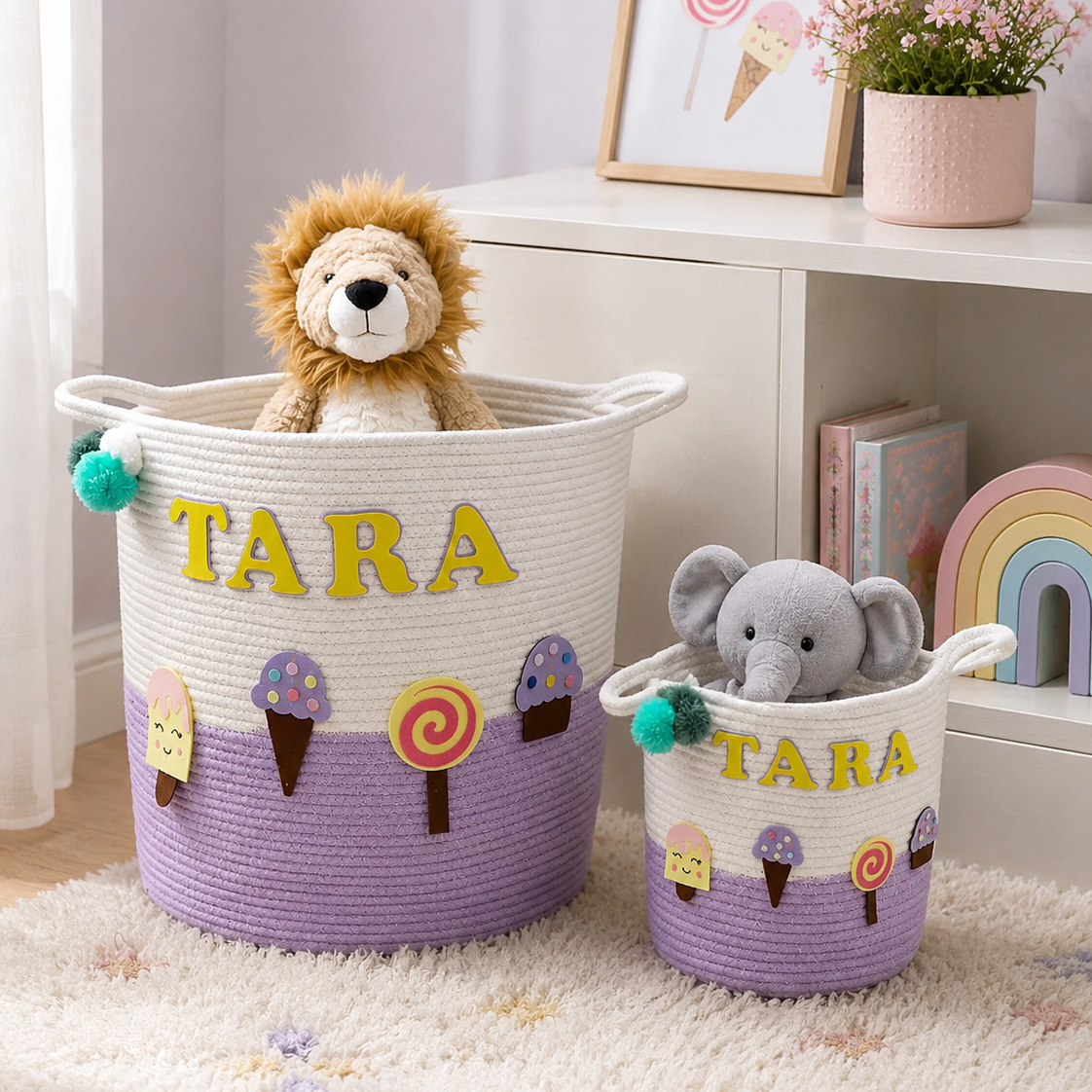 Babble Wrap Jute Cotton Storage Basket - Sweet Treats