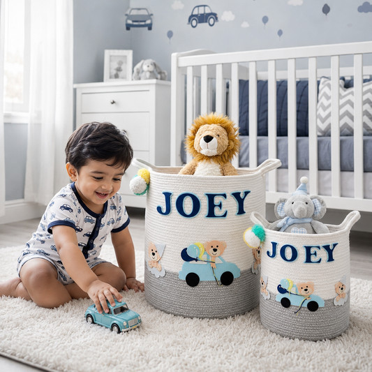 Babble Wrap Jute Cotton Storage Basket - Bear's Joyride