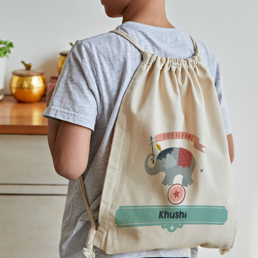 Personalised Drawstring Bag - Animal Circus