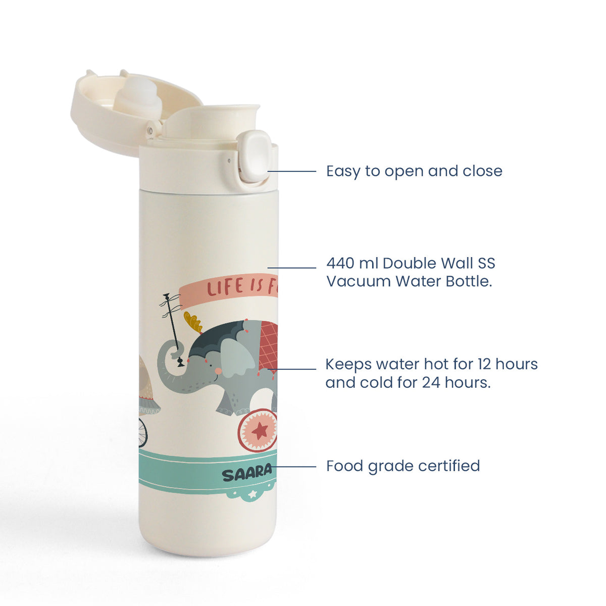 Insulated Water Bottle - Animal Circus