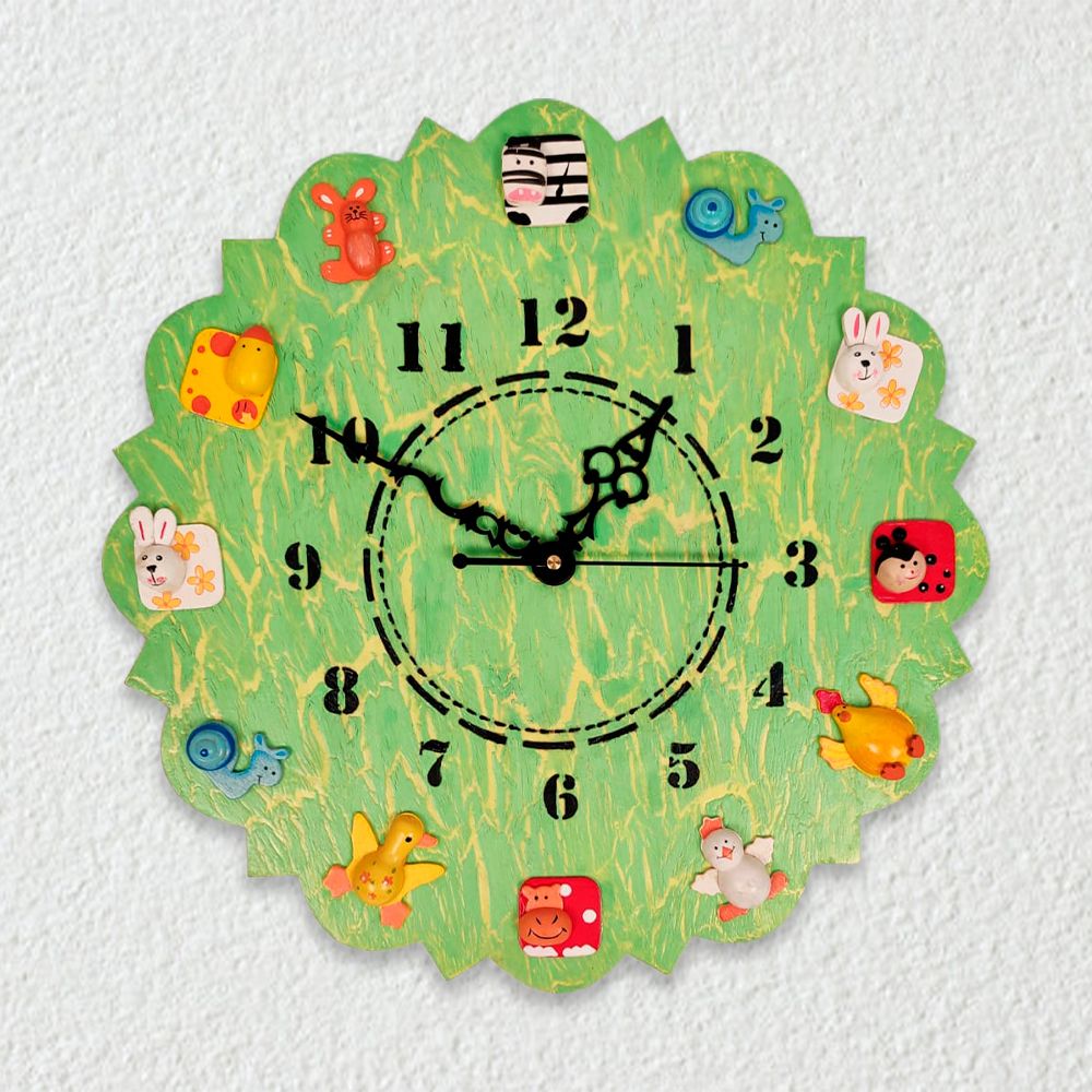 Hand painted Animal Wall Clock- Lime