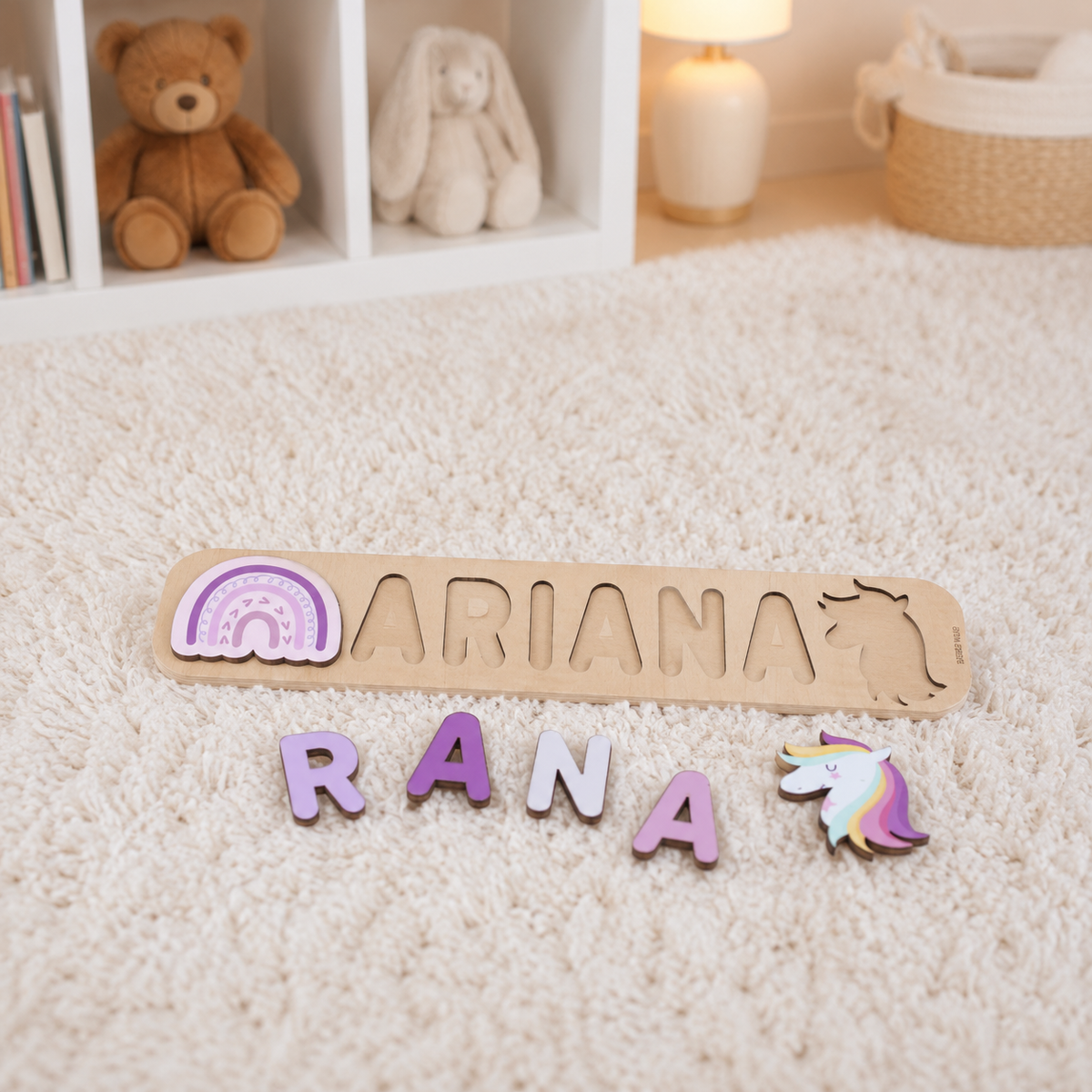 Personalised Wooden Name Puzzle- Mixed Picturesque (2 Elements)