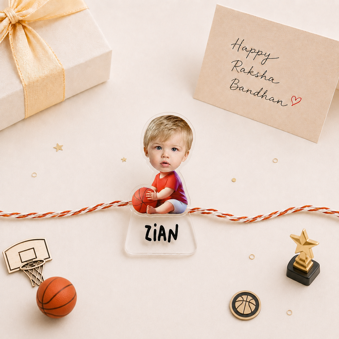 Babble Wrap Personalised Caricature Rakhi - Basket Ball