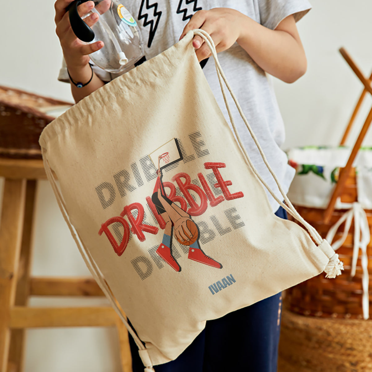 Personalised Drawstring Bag - BasketBall Fever Boy