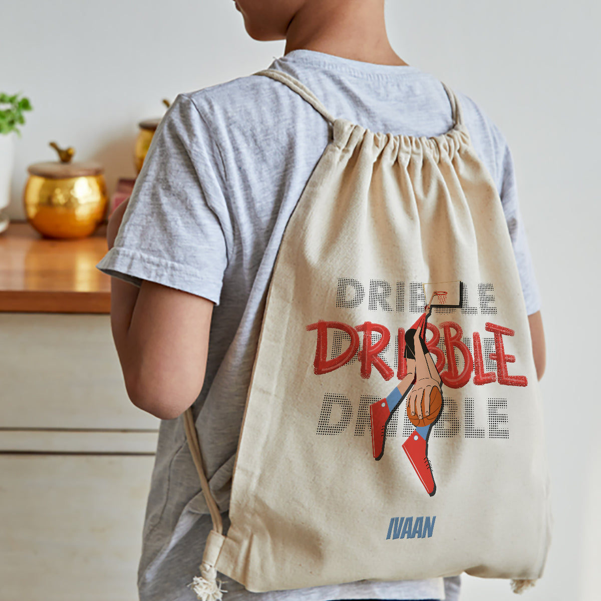 Personalised Drawstring Bag - BasketBall Fever Boy