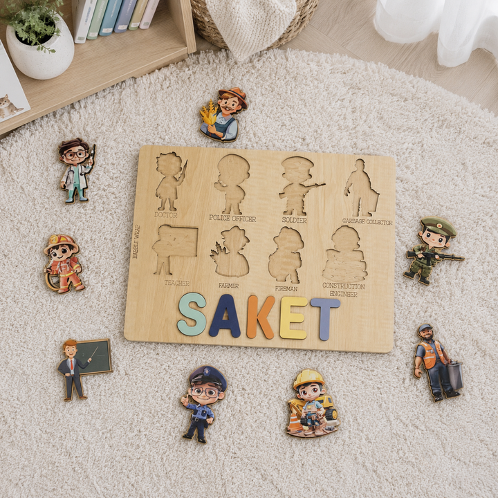 Personalised Wooden Name Puzzle - Community Helpers