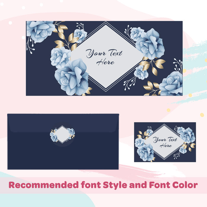 PERSONALISED GIFT ENVELOPES, CARDS & STICKERS COMBO -  BLUE ROSE, SET OF 130
