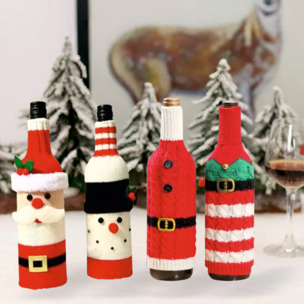 Babble Wrap Handmade Knitted Wine Bottle Covers (Set of 4)