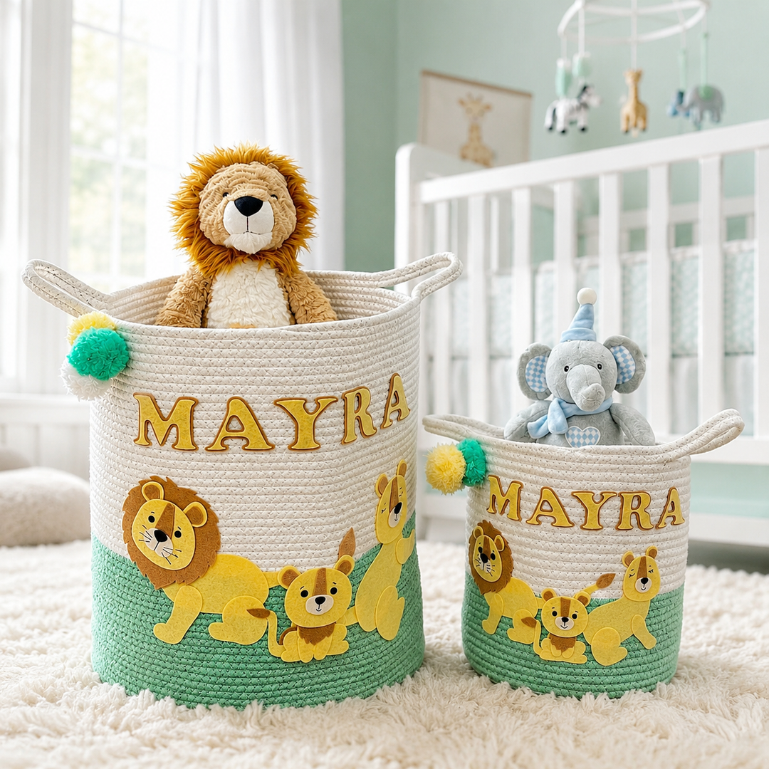 Babble Wrap Jute Cotton Storage Basket - Lions Legacy