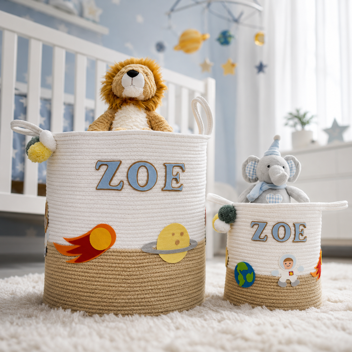Babble Wrap Jute Cotton Storage Basket - Astronaut’s Array