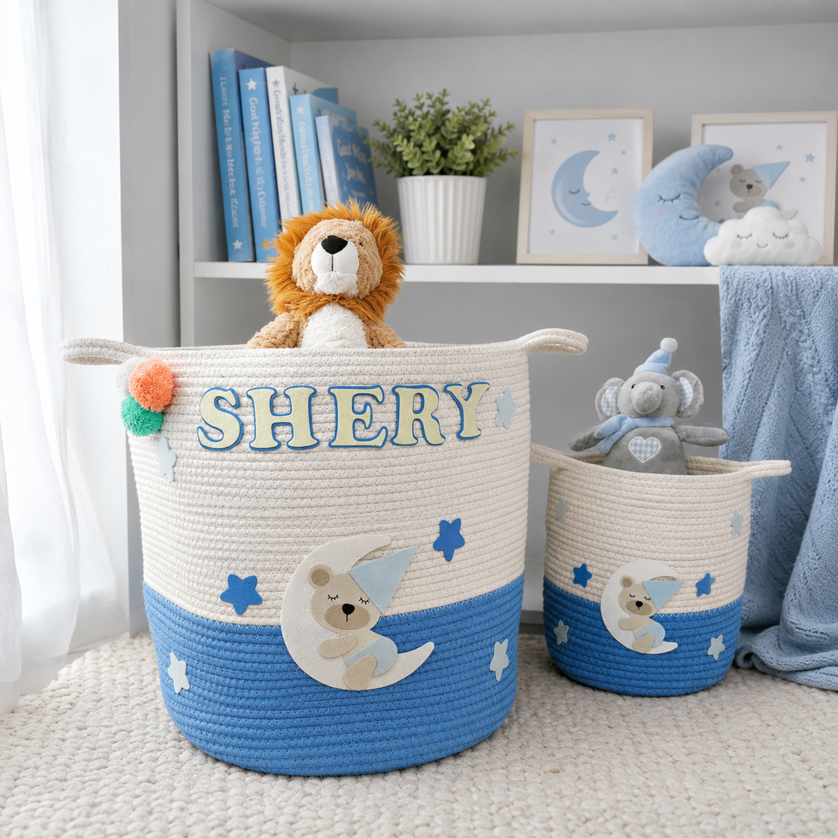 Babble Wrap Jute Cotton Storage Basket - Dreaming Teddy Bear