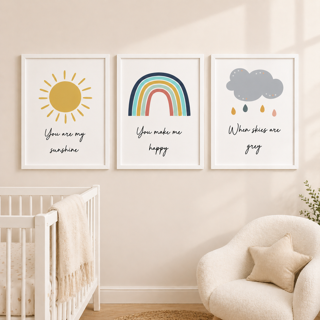 Birth Statistics Frame - Rainbow Sunshine Quotes (Set Of 3)