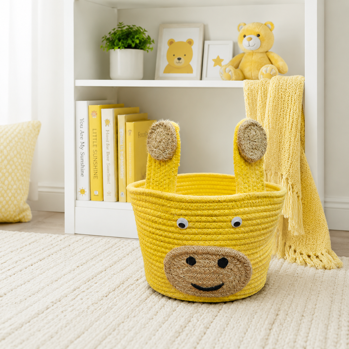 Babble Wrap Jute Cotton Storage Basket - Jolly Giraffe