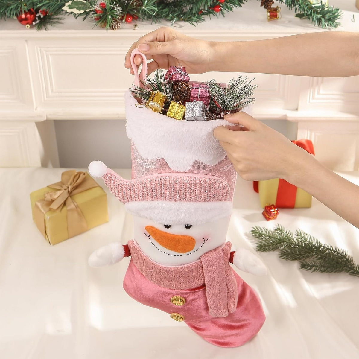 Candy Blush Stocking - Snowman