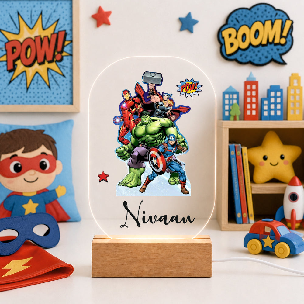 Acrylic LED Night Lamp - Superhero Squad