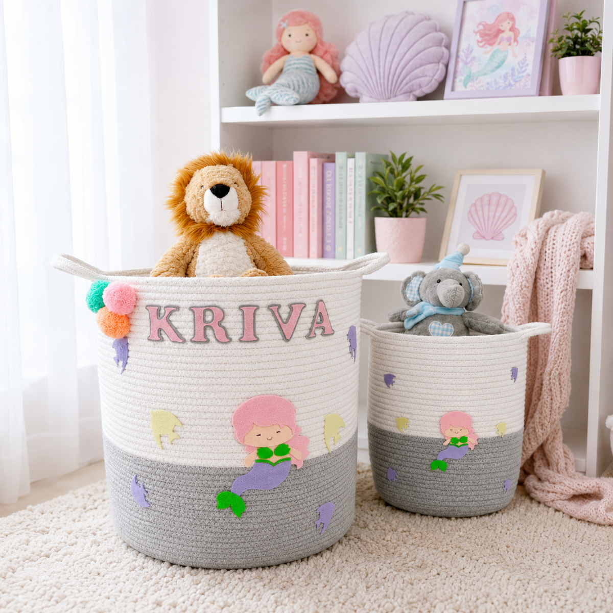 Babble Wrap Jute Cotton Storage Basket - Mystical Ocean Friends
