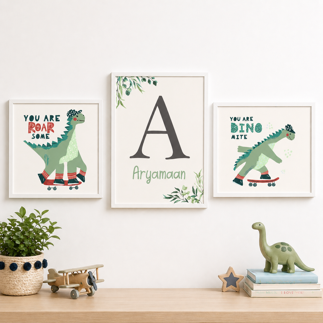 Birth Statistics Frame - Dino Doze (Set Of 3)