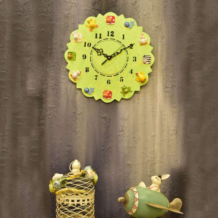 Hand painted Animal Wall Clock- Lime