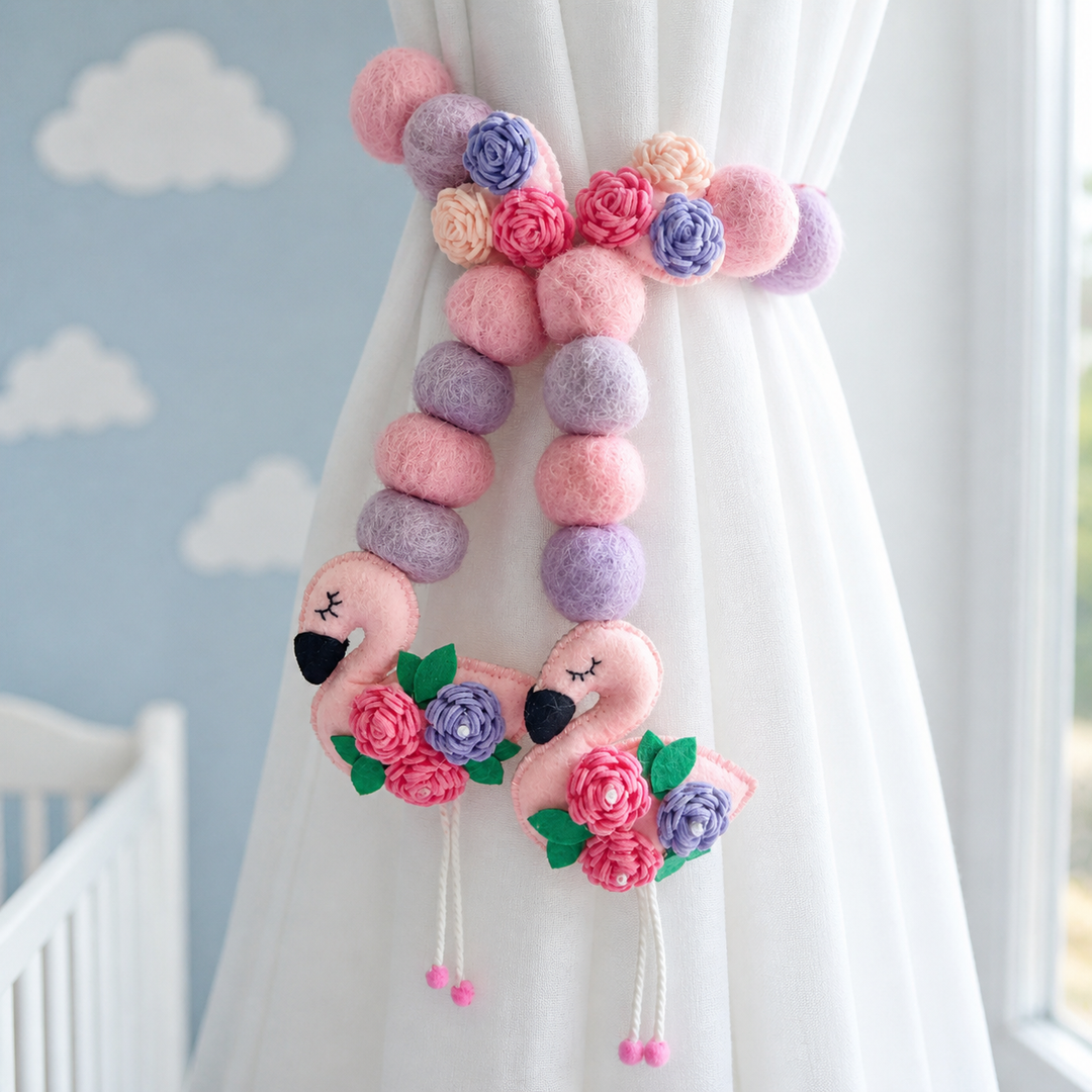 Curtain Tie - Flamingo Bloom
