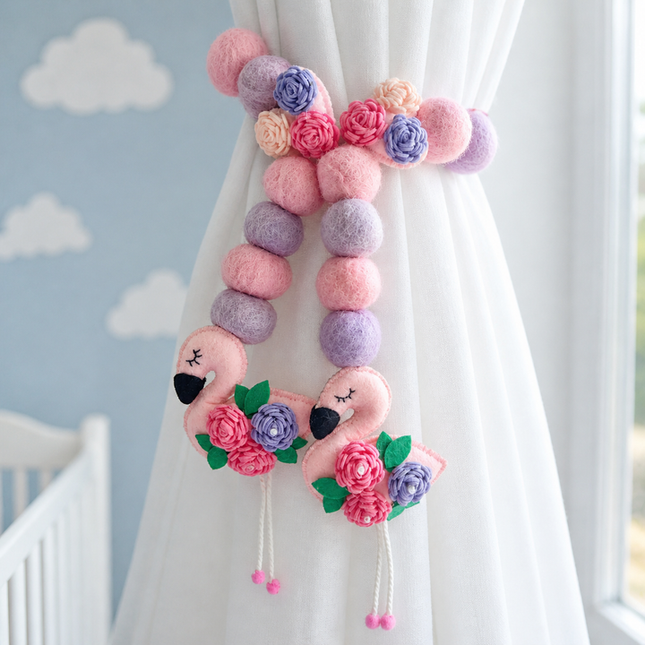 Curtain Tie - Flamingo Bloom