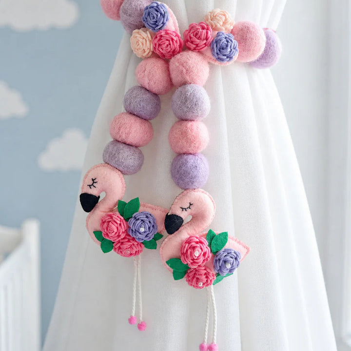Curtain Tie - Flamingo Bloom