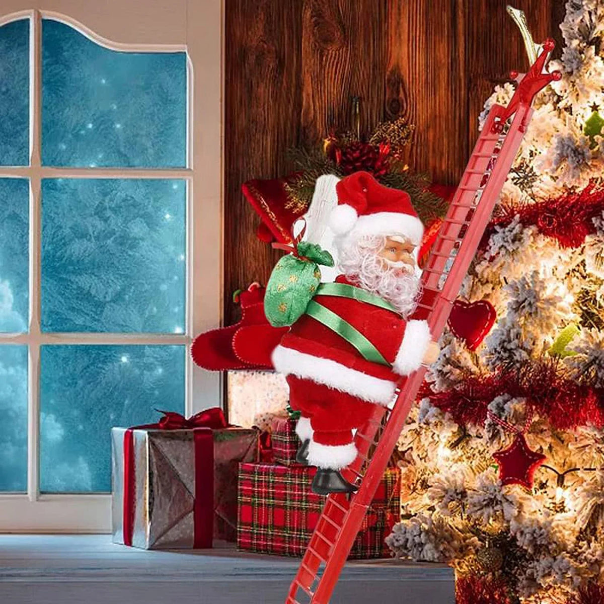 2 ft Musical Tree Climbing Santa - Red Rise