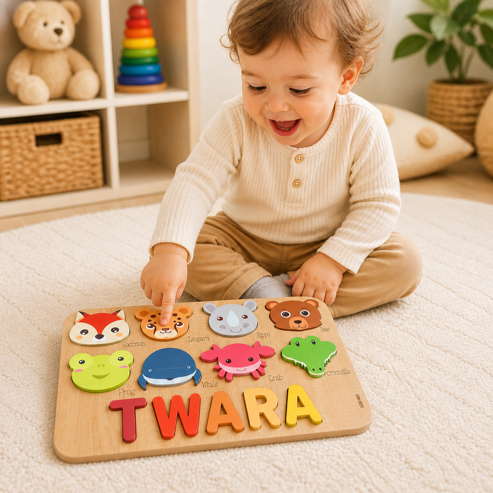 Personalised Wooden Name Puzzle- Fauna (8 Elements)