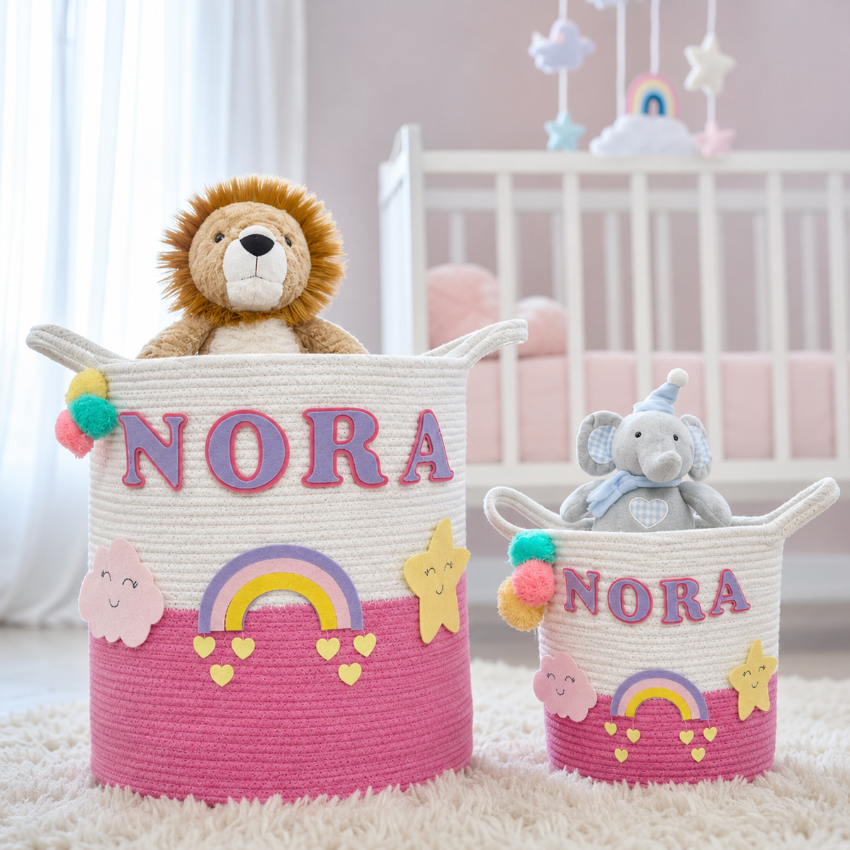 Babble Wrap Jute Cotton Storage Basket - Rainbow Radiance